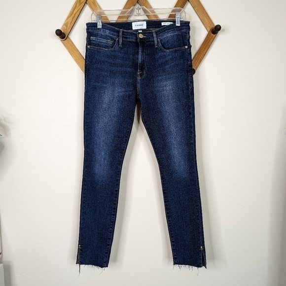 Frame Le Skinny de Jeanne Fayette Slit Rivet Raw Hem Skinny Jeans - Picture 2 of 9